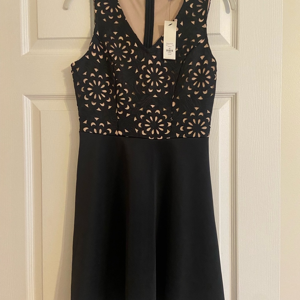 Black and nude cut out mini party dress